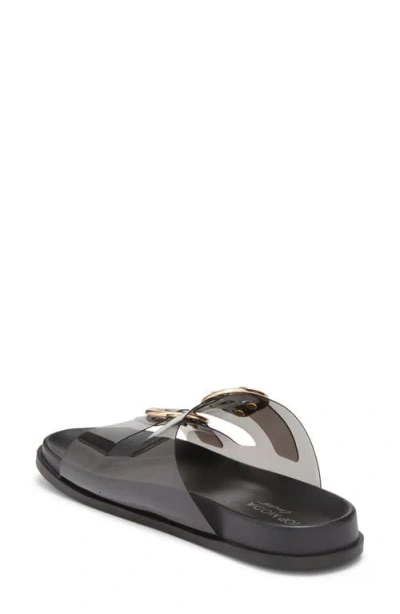 Top Moda Daniela Clear Double Strap Slide Sandal In Black