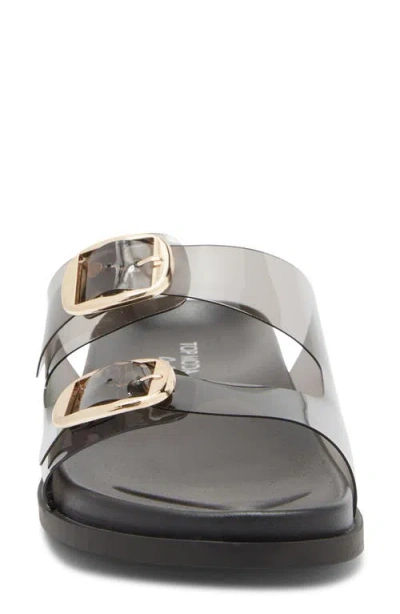 Top Moda Daniela Clear Double Strap Slide Sandal In Black