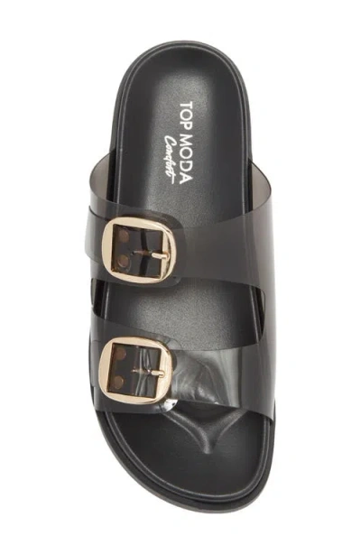 Top Moda Daniela Clear Double Strap Slide Sandal In Black