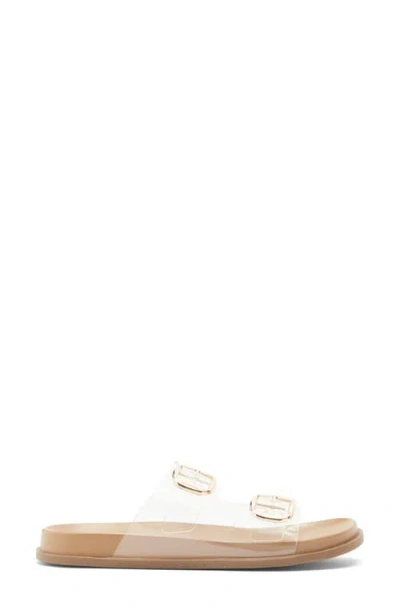Top Moda Daniela Clear Double Strap Slide Sandal In Neutral