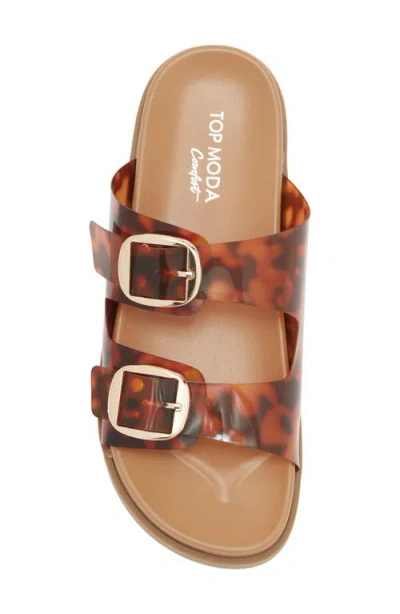 Top Moda Daniela Clear Double Strap Slide Sandal In Brown