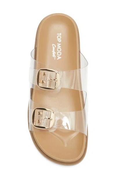 Top Moda Daniela Clear Double Strap Slide Sandal In Neutral