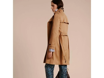 Shop Burberry Cashmere Wrap Trench Coat In Camel