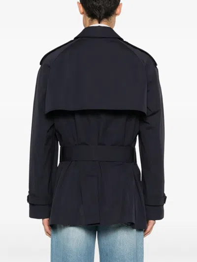 Burberry Double-breasted Coat In Blue