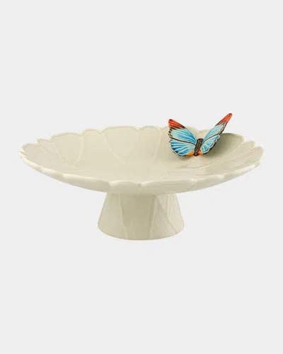 Bordallo Pinheiro Vista Alegre Cloudy Butterflies By Claudia Schiffer Cake Plate 15 In Cream