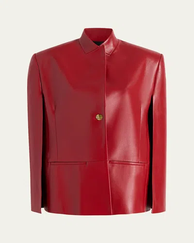 Khaite Dolso Single-breasted Leather Cape Jacket In Red