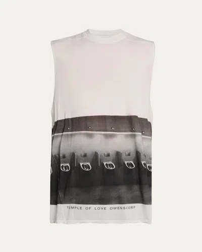 Rick Owens Jumbo Printed Cotton Jersey Tank Top In Neutral