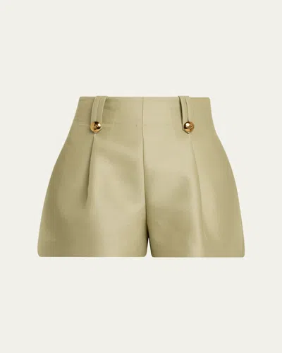 Zimmermann Luna Wool And Silk-blend Shorts In Brown