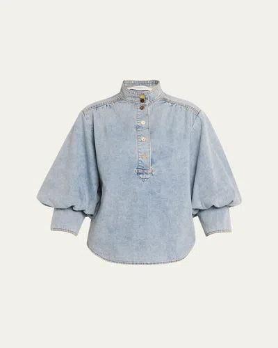 Zimmermann Kindred Spirit Denim Pullover Top In Green