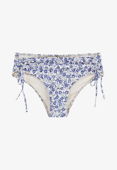 Isabel Marant Floral Printed Tie Fastened Bikini Briefs In Blue