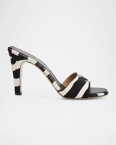Ferragamo Tatiana Zebra Print High-heeled Sandals In Black