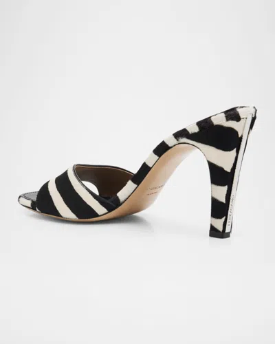 Ferragamo Tatiana Zebra Print High-heeled Sandals In Black