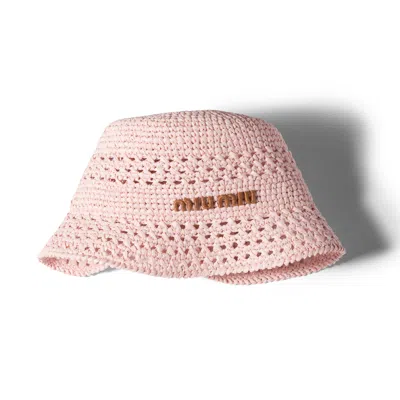 Miu Miu Woven Fabric Hat In Pink