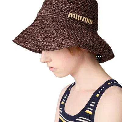 Miu Miu Raffia Hat In Brown