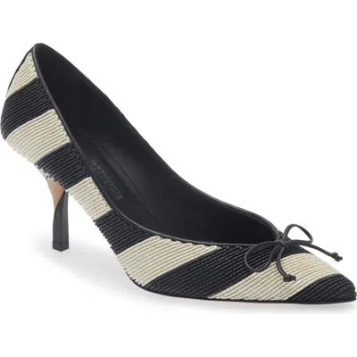 Jacquemus Les Escarpins Tourni 80 Striped Faux Raffia Pumps In Black