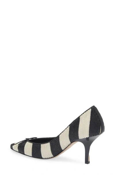 Jacquemus Les Escarpins Tourni 80 Striped Faux Raffia Pumps In Black