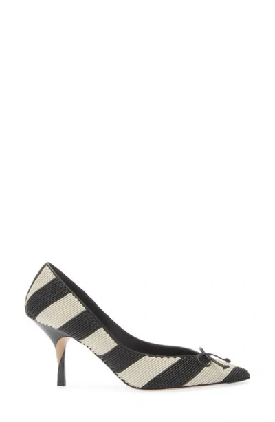 Jacquemus Les Escarpins Tourni 80 Striped Faux Raffia Pumps In Black