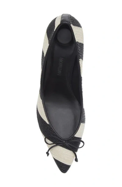 Jacquemus Les Escarpins Tourni 80 Striped Faux Raffia Pumps In Black