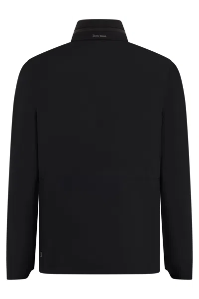 Herno Black Jacket With High Collar In Black