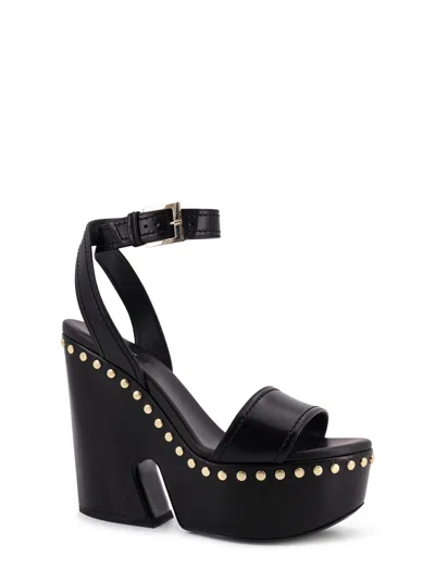 Givenchy Clog Platform Sandals In Leather With Studs Detail In Black