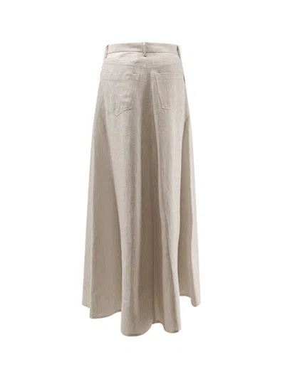Alysi Flared Linen Skirt In Neutral