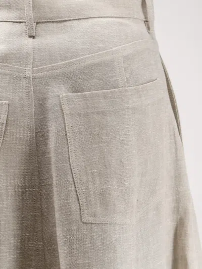 Alysi Flared Linen Skirt In Neutral