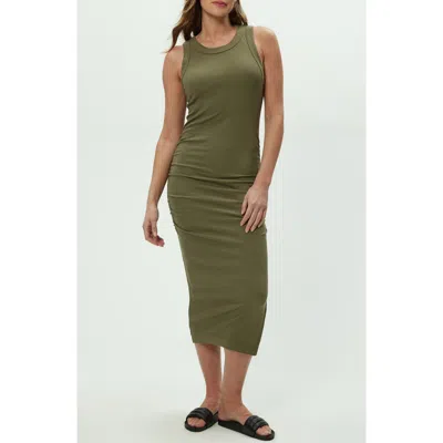 Michael Stars Wren Side Slit Sleeveless Body-con Midi Dress In Green