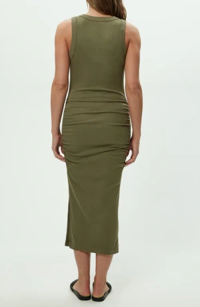 Michael Stars Wren Side Slit Sleeveless Body-con Midi Dress In Green