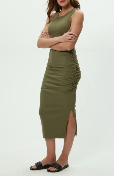 Michael Stars Wren Side Slit Sleeveless Body-con Midi Dress In Green