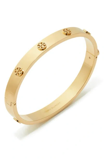 Tory Burch Miller Goldtone Stud Hinge Bracelet In Gold