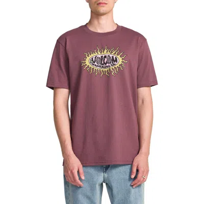 Volcom Live Wire Cotton Graphic T-shirt In Brown