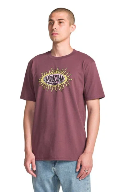 Volcom Live Wire Cotton Graphic T-shirt In Brown