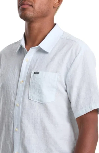 Volcom Bankstone Ii Short Sleeve Button-up Shirt In Blue
