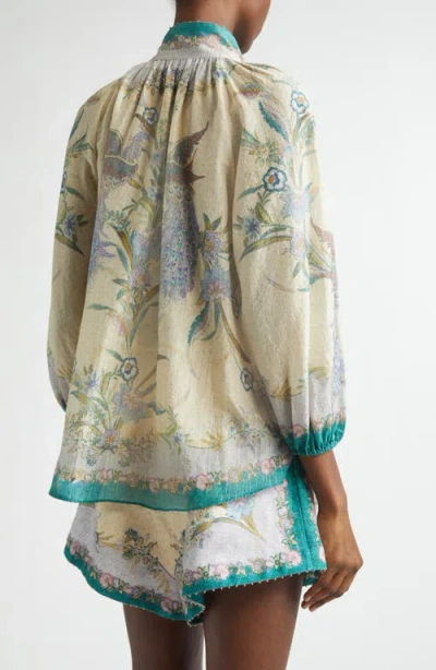 Zimmermann Indra Printed Metallic Cotton And Silk-blend Blouse In Multi