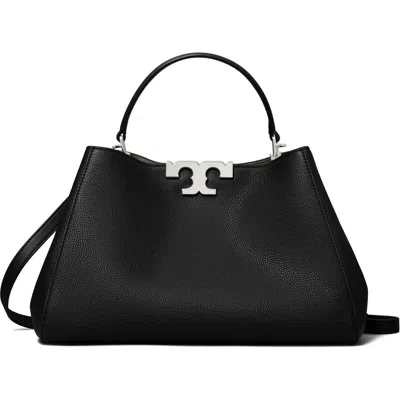 Tory Burch Eleanor Pebbled Leather Satchel Shoulder Bag In Black