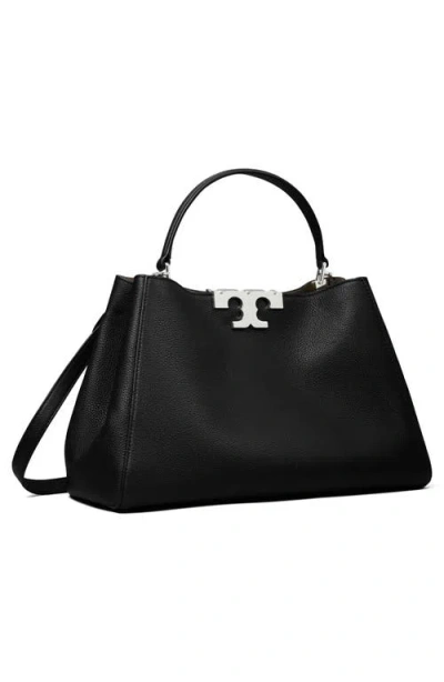 Tory Burch Eleanor Pebbled Leather Satchel Shoulder Bag In Black