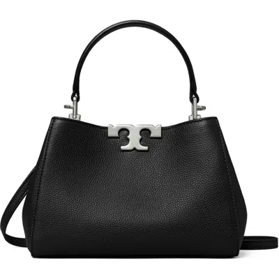 Tory Burch Eleanor Pebbled Leather Satchel Shoulder Bag In Black