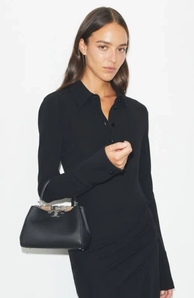Tory Burch Eleanor Pebbled Leather Satchel Shoulder Bag In Black
