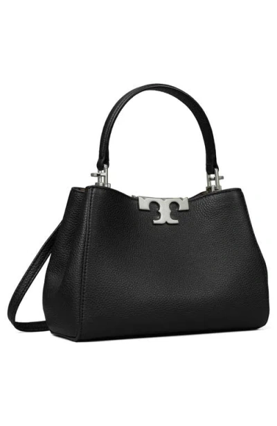 Tory Burch Eleanor Pebbled Leather Satchel Shoulder Bag In Black