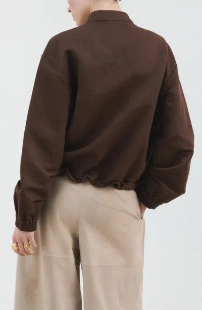 Mango Linen & Cotton Bomber Jacket In Brown