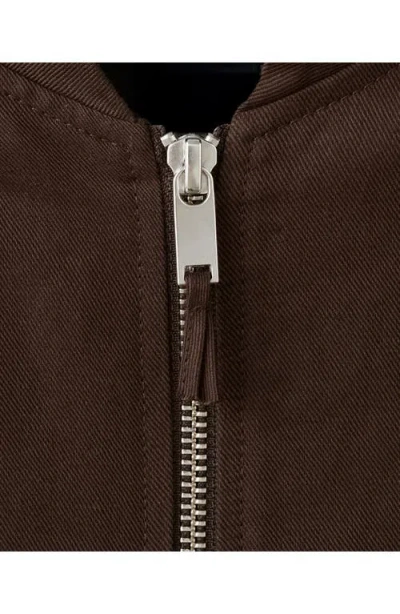 Mango Linen & Cotton Bomber Jacket In Brown