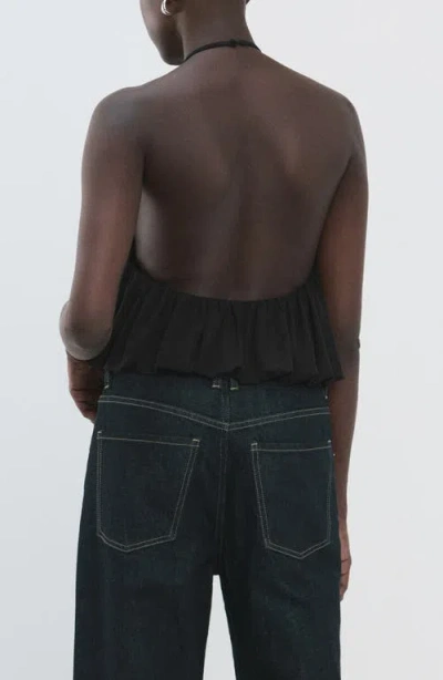 Mango Balloon Effect Halter Bodysuit In Black