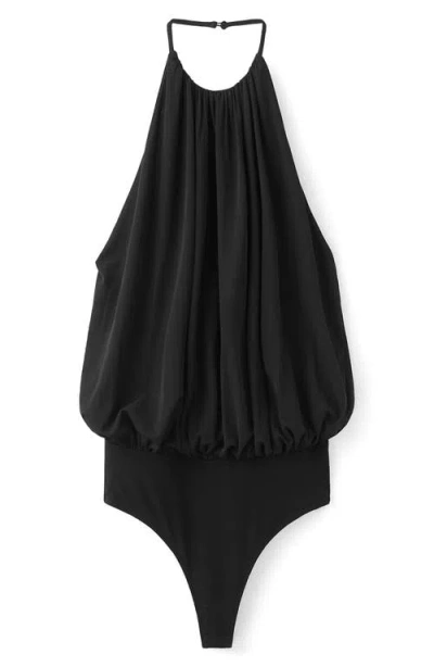 Mango Balloon Effect Halter Bodysuit In Black