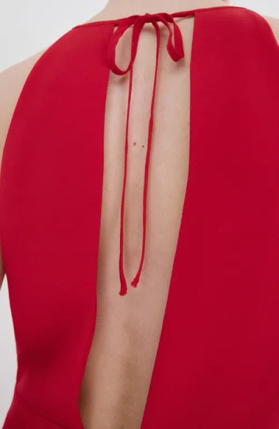 Mango Open Back Halter Neck Jumpsuit In Red