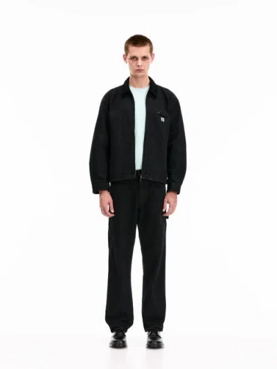 Vowels Cord Collared Zip-up Jacket In Black