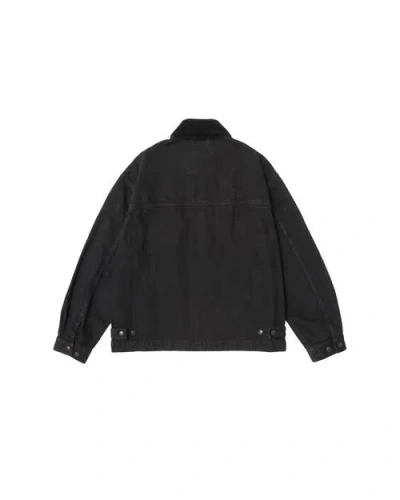 Vowels Cord Collared Zip-up Jacket In Black