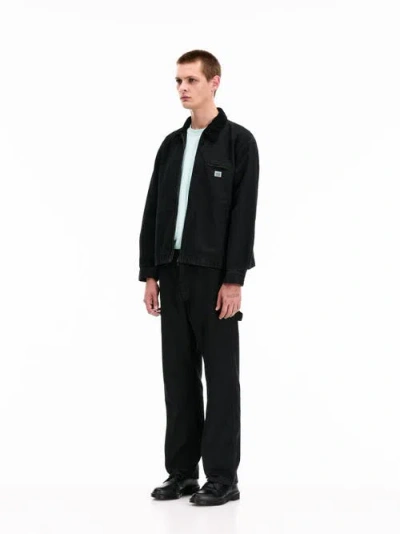 Vowels Cord Collared Zip-up Jacket In Black
