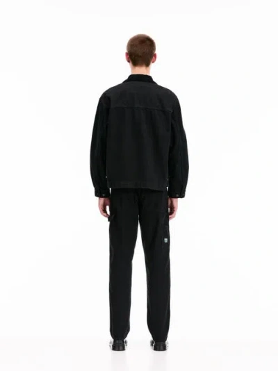 Vowels Cord Collared Zip-up Jacket In Black