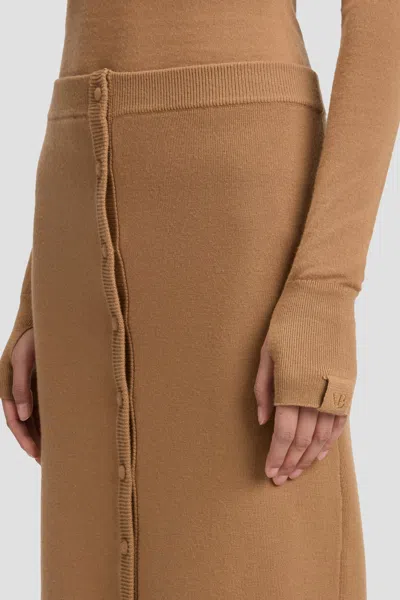 Victoria Beckham Button Midi Skirt In Camel In Neutral