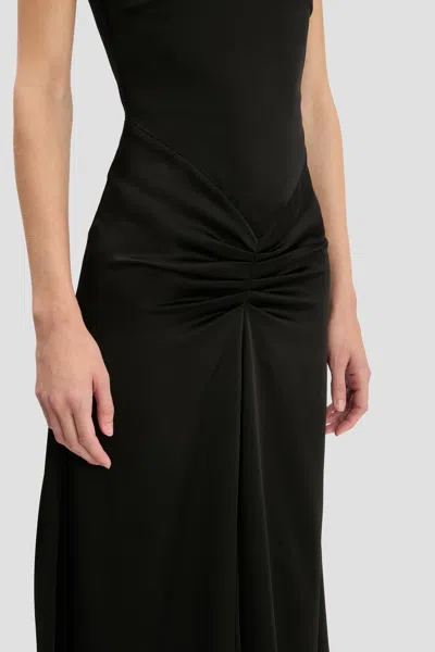 Victoria Beckham Womens Gathered Short-sleeve Stretch-woven Midi Dress Black